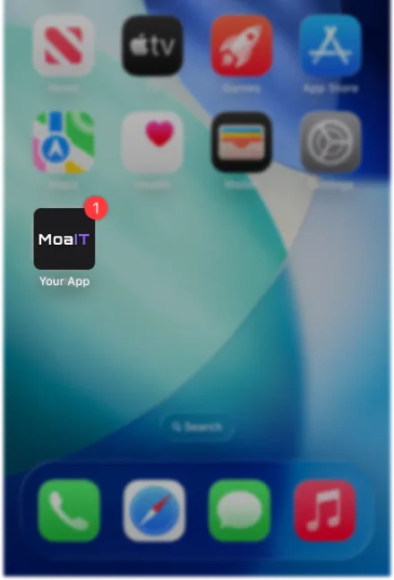 Business mobile app on smartphone home screen